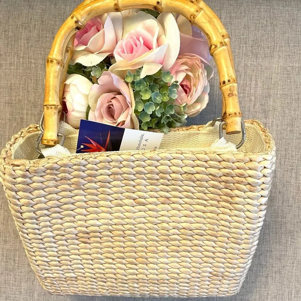 Hawaii straw bag with zipper